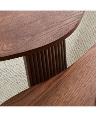 Modern Irregular Shape 2-Piece Coffee Table Set, Walnut Color