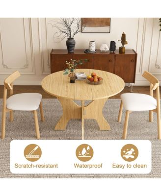 43" Folding Dining Table Set with 2 Chairs, Wild Oak Veneer, Space Saving