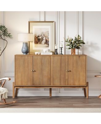 Vintage Sideboard Buffet Cabinet, 56.8" W, 4-Door Storage