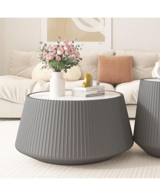 Modern Leather Sofa Coffee Table with Sintered Stone Top