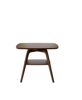 Modern Wooden Dining Table with Storage Shelf, Walnut Finish