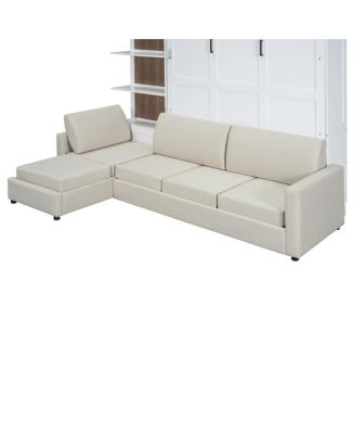 Queen Size Murphy Bed Wall Bed with Sofa and Shelves