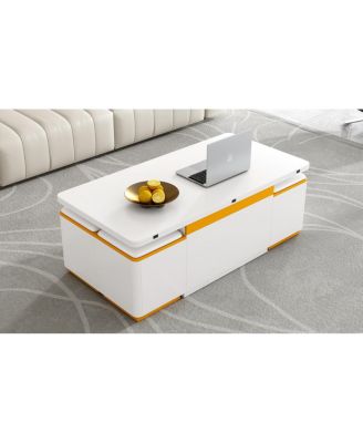  Lift-Top Coffee Table with Storage Stools & Foldable Top
