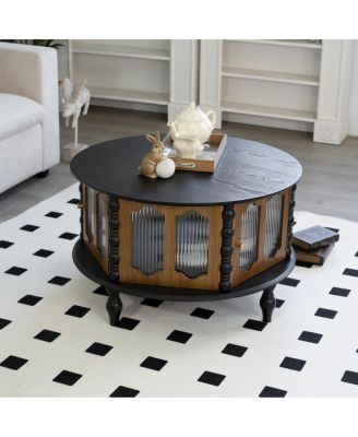 31.5" Round 3-Door Storage Coffee Table