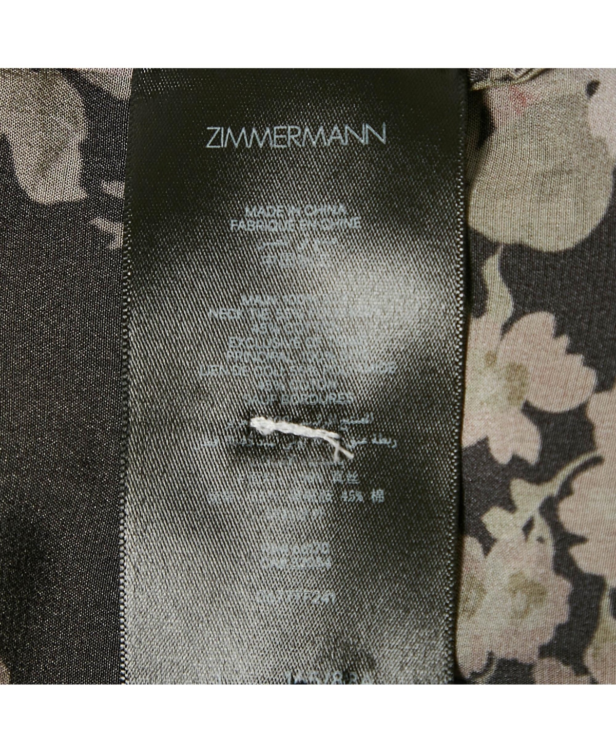 Pre-Owned Zimmermann Women's Black Floral Print Silk Neck Tie-Up Button Front Blouse