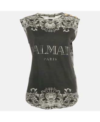Women's Black Print Cotton Sleeveless Top