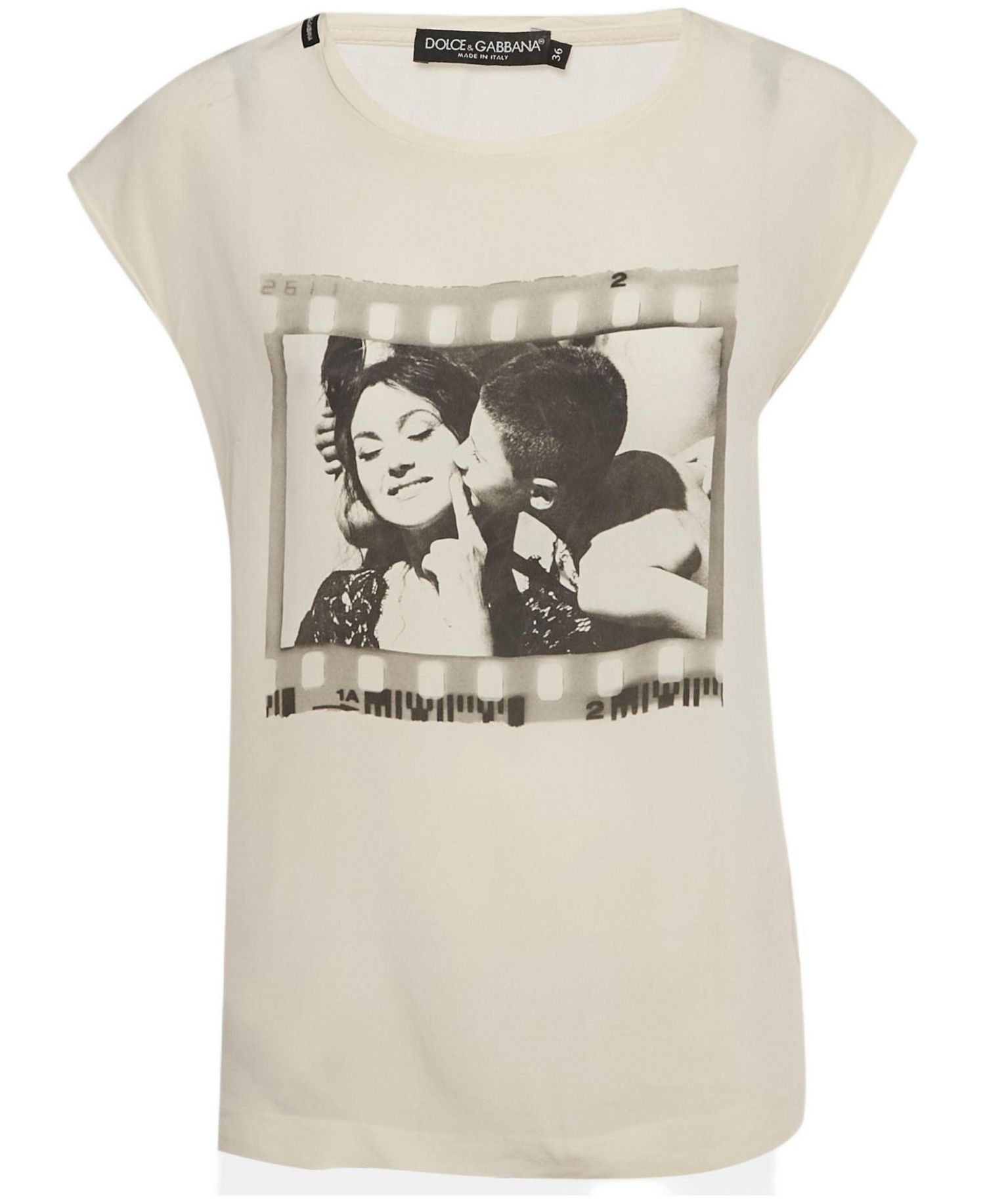 Women's Cream Printed Silk Sleeveless Top