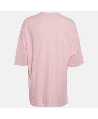 Women's Pink Logo Print Cotton Oversized T-Shirt