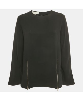 Women's Black Crepe Long Sleeve Blouse