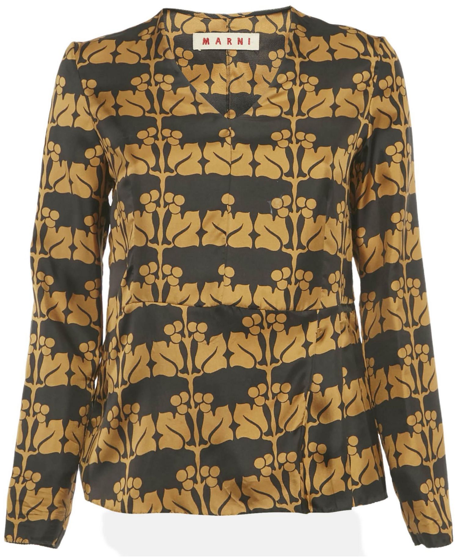 Women's Brown Printed Silk Top