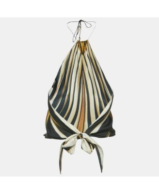 Women's Brown Animal Skin Print Silk Scarf Top