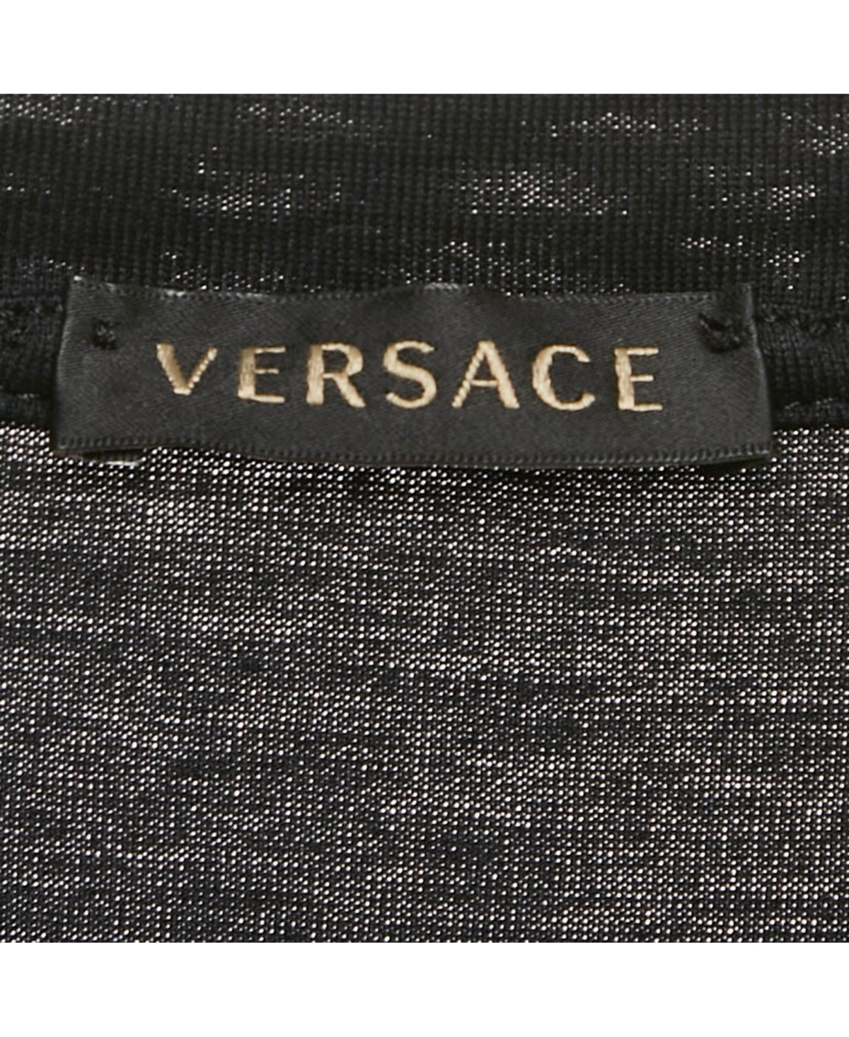 Pre-Owned Versace Women's Black Medusa Rhinestone Jersey T-Shirt