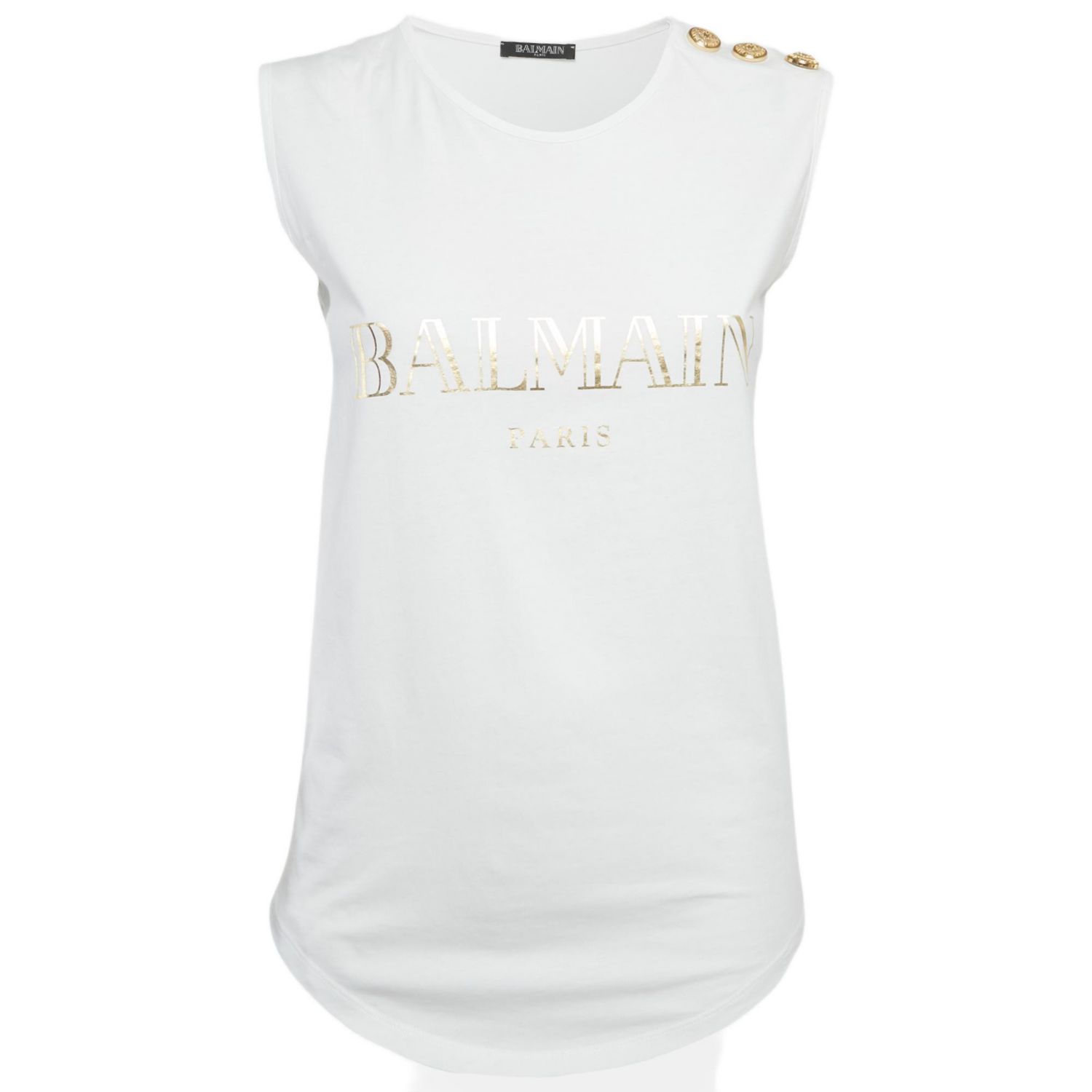 Women's White Logo Print Jersey Sleeveless T-Shirt