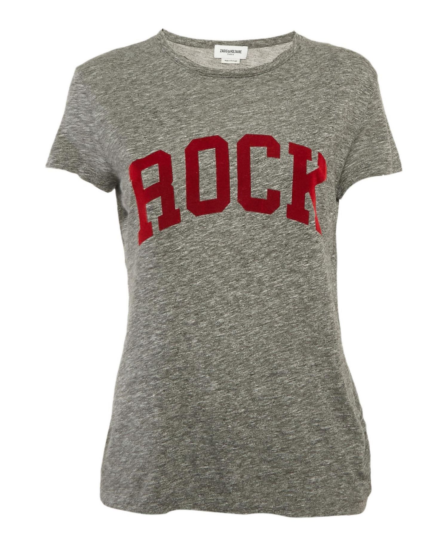 Women's Grey Flocked Jersey Walk Chine Rock T-Shirt