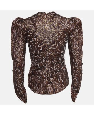 Women's Metallic Patterned Lurex Ruched Top