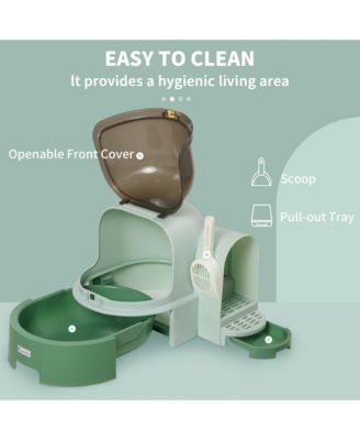 Green Easy-Clean Covered Cat Litter Box with Scoop