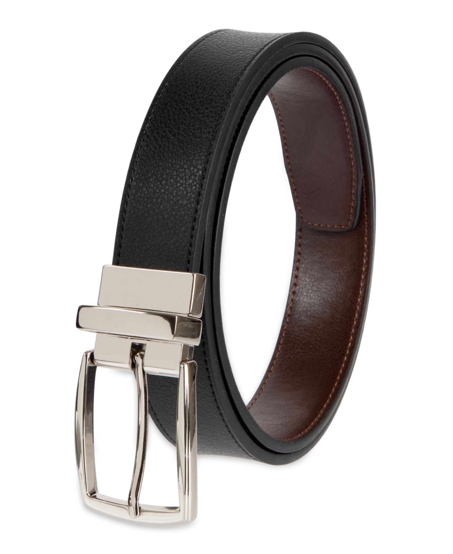 Мужской ремень Club Room 32MM Luxury 2-In-1 Reversible Dress Belt, цвет: Чёрный / Коричневый — фото 3