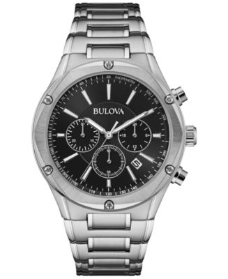 Bulova Men's Chronograph Stainless Steel Bracelet Watch 43mm 96B247 ...