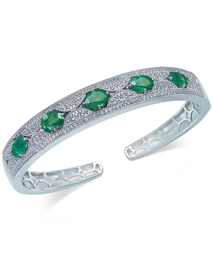 Macy's Emerald (5 ct. t.w.) and White Sapphire (1 ct. t.w.) Cuff
