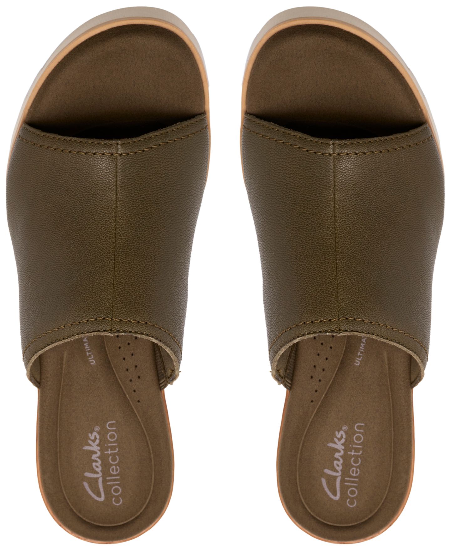 Женские сандалии Clarks Diaz Slide Open Toe Wedge, цвет: Тёмный оливковый кожаный — фото 7