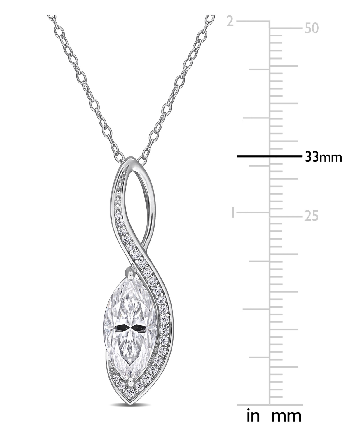 Macy's Moissanite (3-1/6 ct. t.w.) Pendant Necklace in Sterling Silver