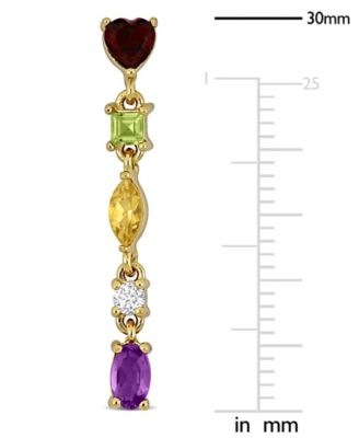 Multi-Gemstone (1-5/8 ct. t.w.) Heart Drop Earrings in 18k Gold Flash Plated Sterling Silver