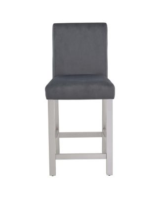 Counter Height Chairs Set for 4, Padded Seat Barstool for Dining Room, Silver Gray