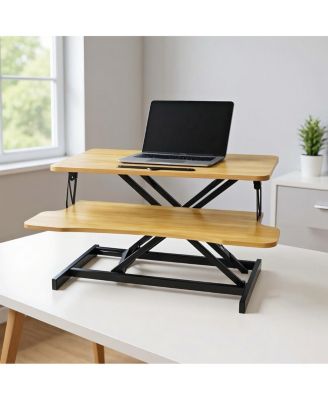 32" Height Adjustable Sit-Stand Desk Converter for Dual Monitors & Laptop