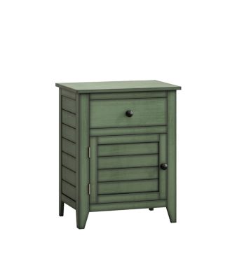 Antique Green Veneer Transitional Nightstand with Storage Drawer