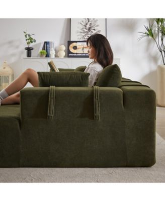 Right Chaise 108 Inch Modular L shaped Chenille Sectional Sofa Set with 6 Pillows