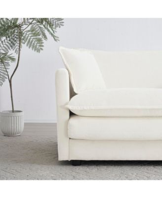 White 5 Seat U shaped Sectional Sofa with Reversible Footrest 2 Ottomans