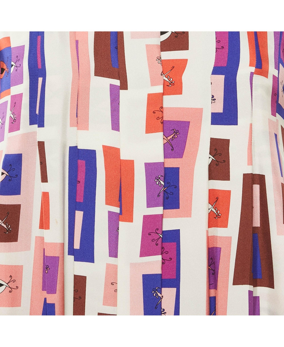 Pre-Owned Emilio Pucci Women's Multicolor Printed Pleated Silk Mini Dress