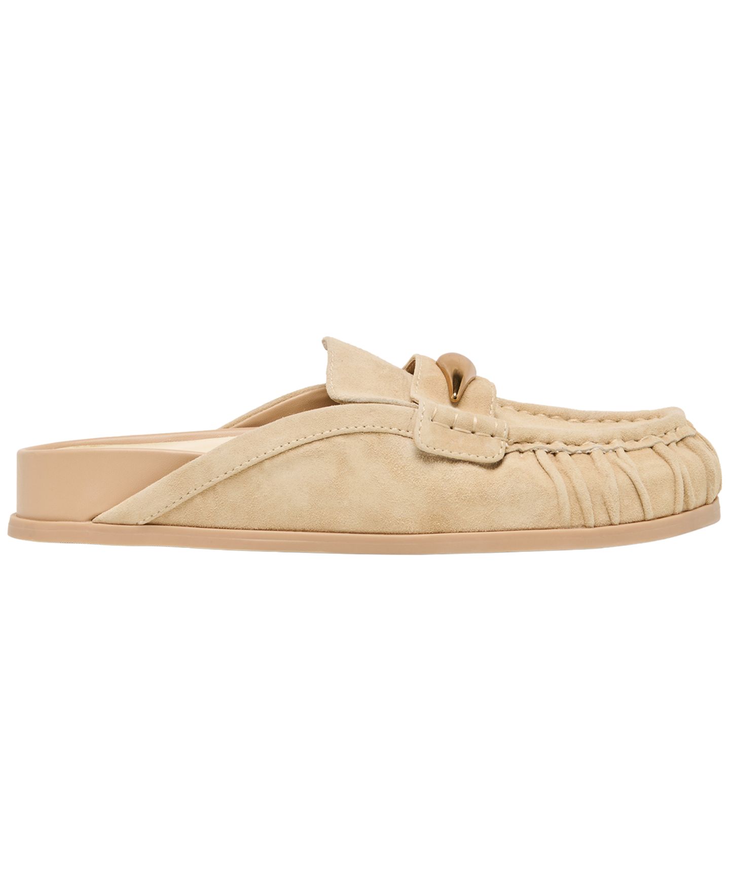 Женские сабо Dolce Vita Jordero Buckle Tailored Flat Mules, цвет: Миндальный замшевый — фото 2