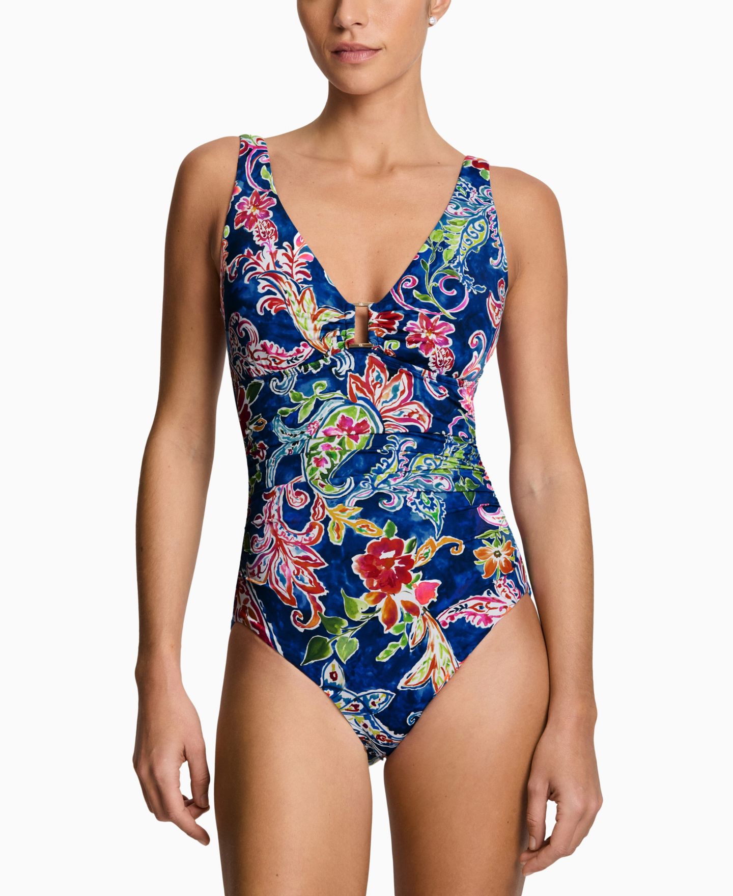 Купальник Ring Over-The-Shoulder, на косточках — Lauren Ralph Lauren, цвет: Coastal Paisley — фото 4