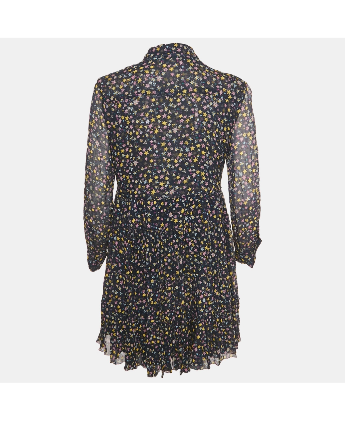 Pre-Owned Zadig & Voltaire Women's Navy Blue Rapidy Crinkle Printed Chiffon Mini Dress