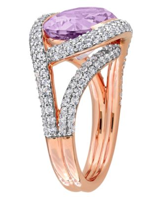 Pink Amethyst (5-3/8 ct. t.w.) and White Sapphire (1-1/2 ct. t.w.) Swirl Ring in 18k Rose Gold Flash Plated Sterling Silver