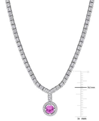 Sapphire (1/2 ct. t.w.) and White Sapphire (2-7/8 ct. t.w.) Necklace in Sterling Silver