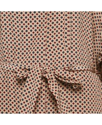 Women's Beige Geometric Print Emily Long Coat