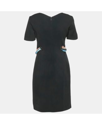 Women's Black Crepe Ribbon Details Mini Dress