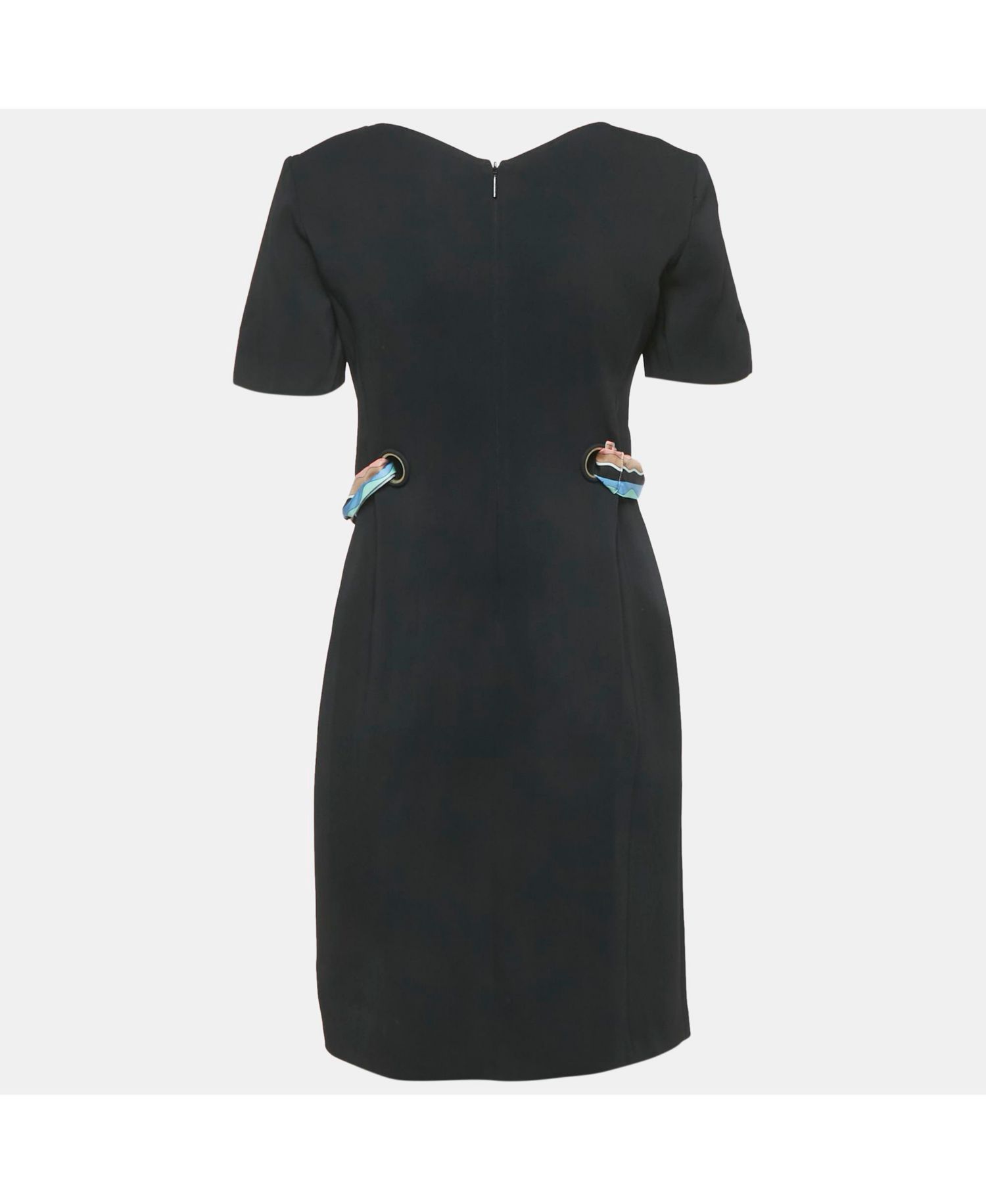 Women's Black Crepe Ribbon Details Mini Dress