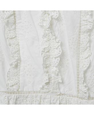 Women's White Linen Blend Eyelet Crop Top