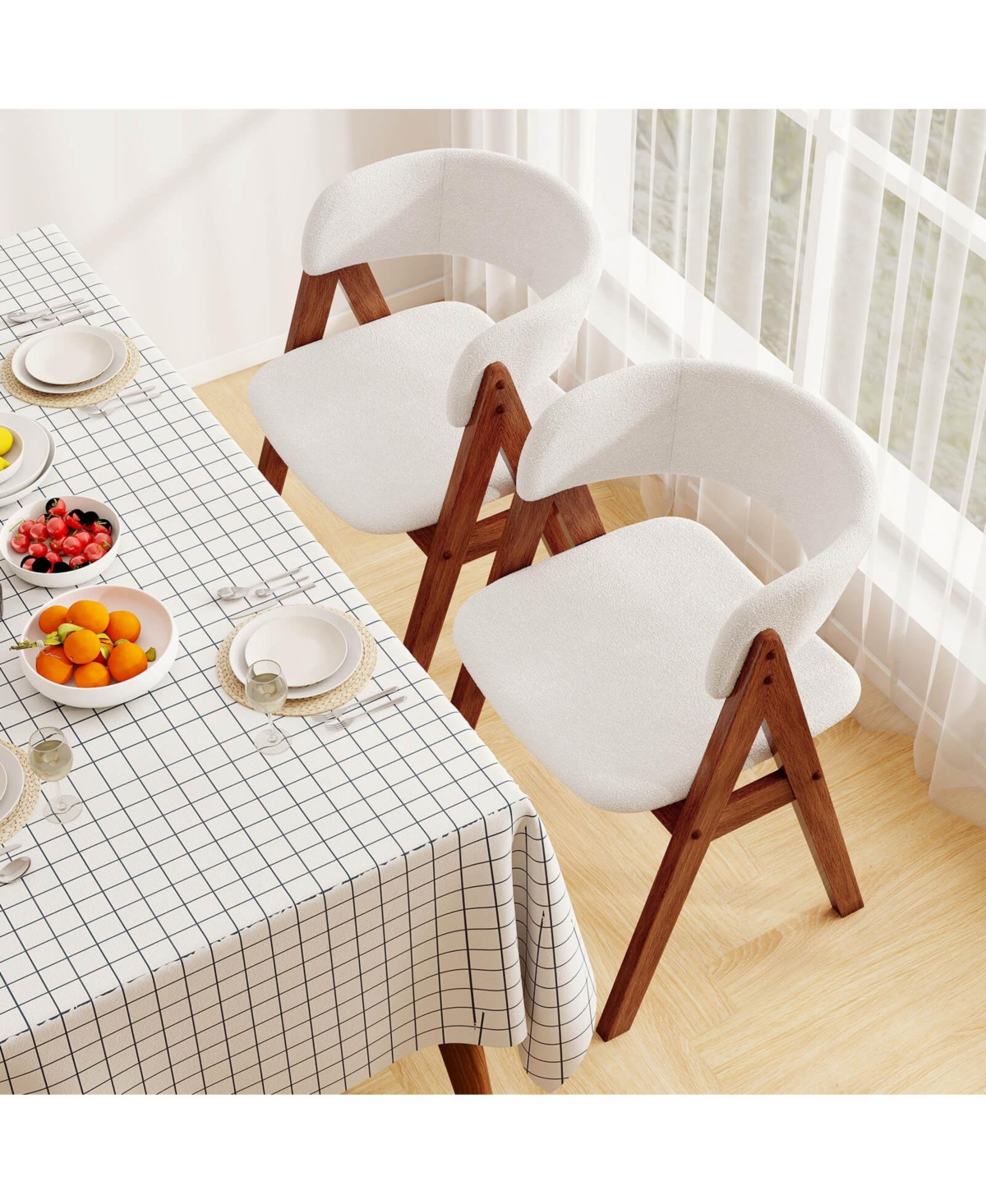 Costway Dining Chairs Mid-Century Upholstered Kitchen Armchairs with Padded Seat