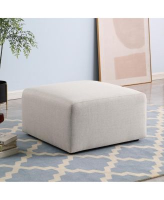 Beige Chenille Sofa Ottoman, 29.92" L x 29.92" W x 16.73" H