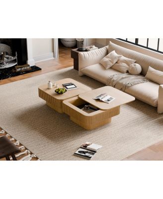 31.5" Solid Wood Veneered Modern Coffee Table with Storage
