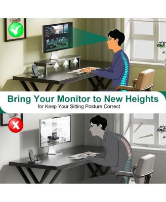 Gaming Desk with USB Charging, LED Lights & Monitor Riser