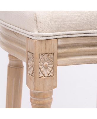 Streamdale French Country Wooden Barstools with Rattan Back & Upholstered Seat, Set of 2