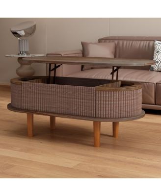 Fluted Lift Top Coffee Table with Hidden Compartment
