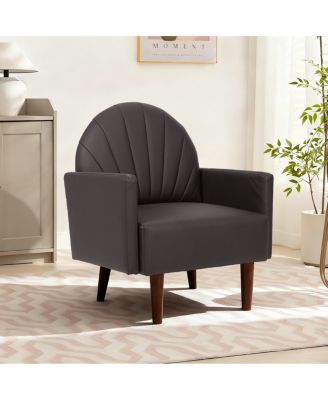 Streamdale Shell armchair with PU leather and wooden legs
