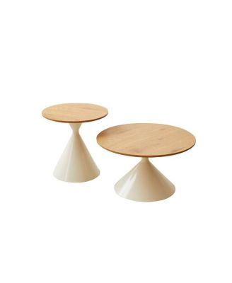Elegant Double Cone Coffee Table Set with Wood Veneer Tops
