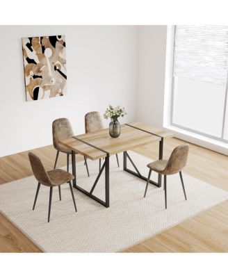 Streamdale 55" Modern Rustic Industrial Dining Table for 4-6, Engineered Wood & Metal Legs